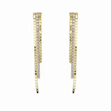 Cubic Zirconia Tiered Three-Row Earrings