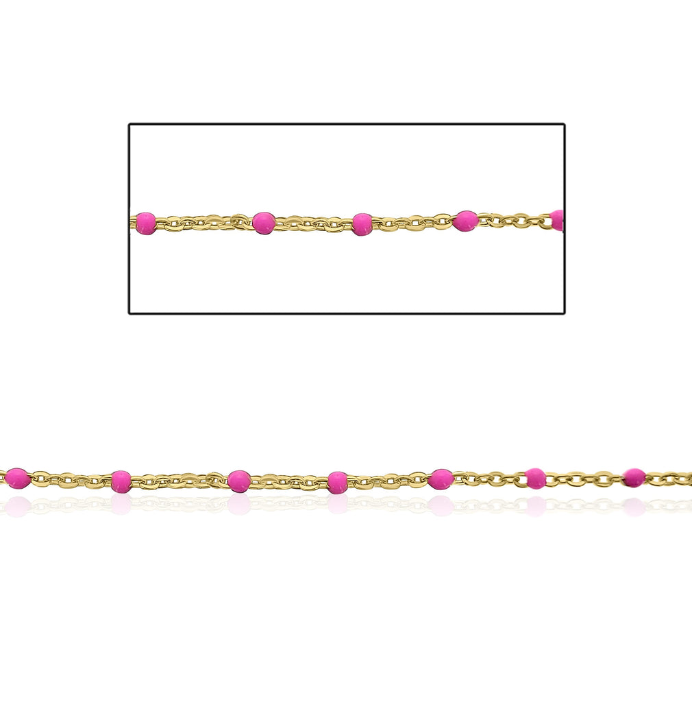 14kt GF Hot Pink Bead Cable Chain