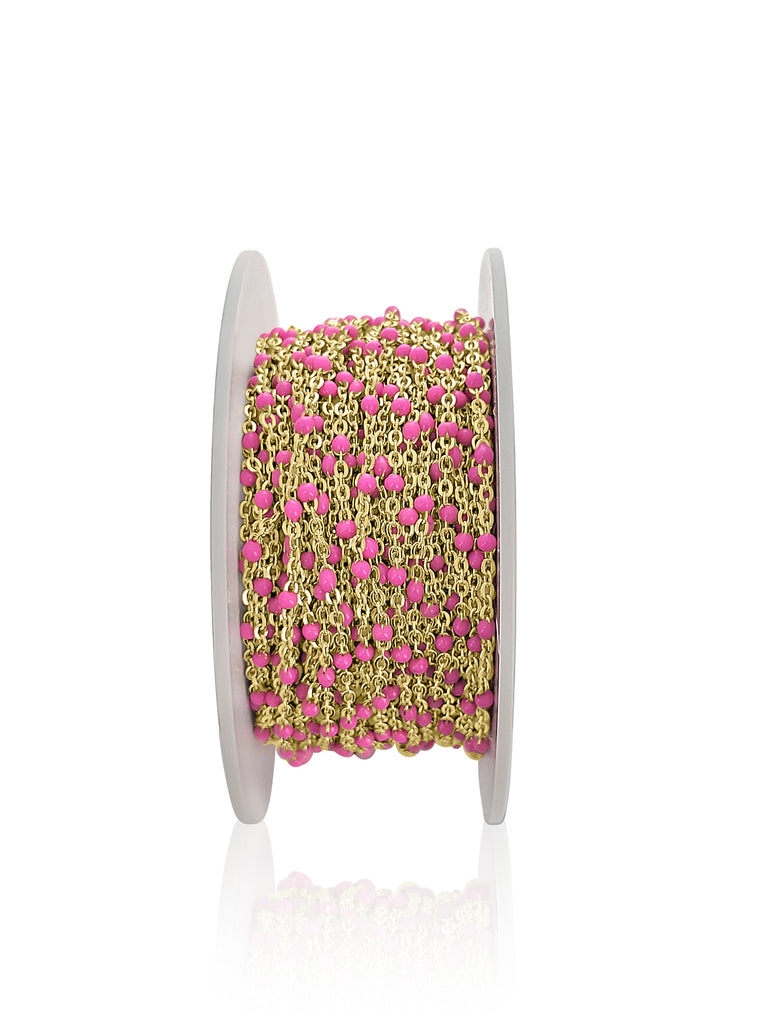 14kt GF Hot Pink Bead Cable Chain
