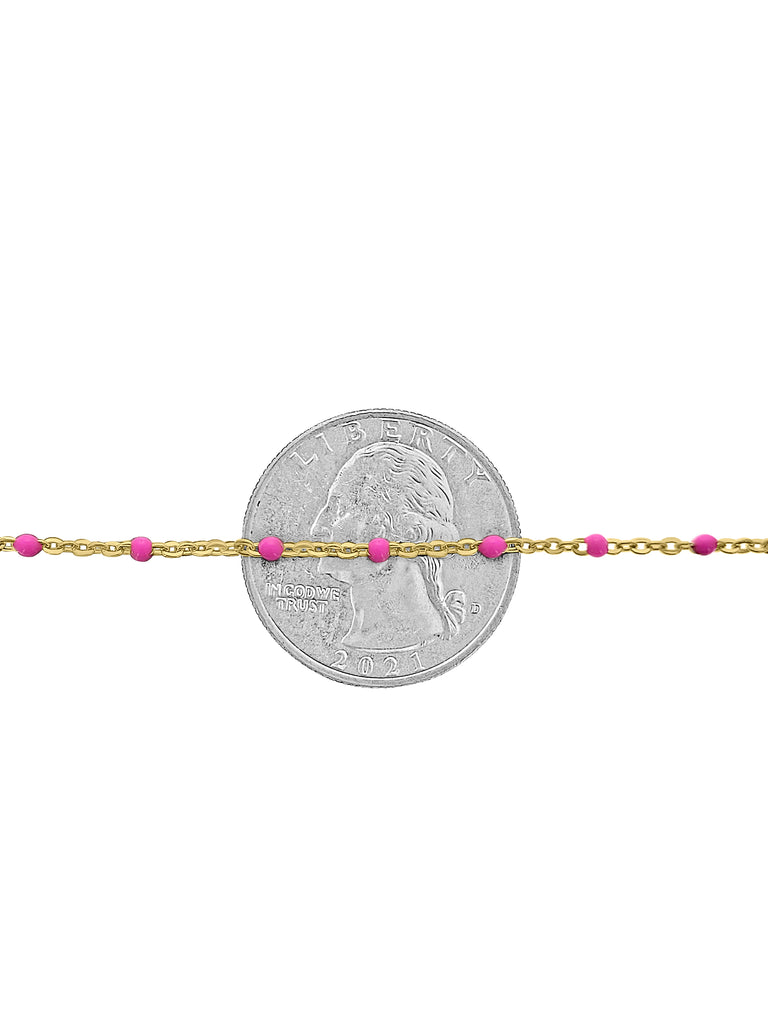 14kt GF Hot Pink Bead Cable Chain