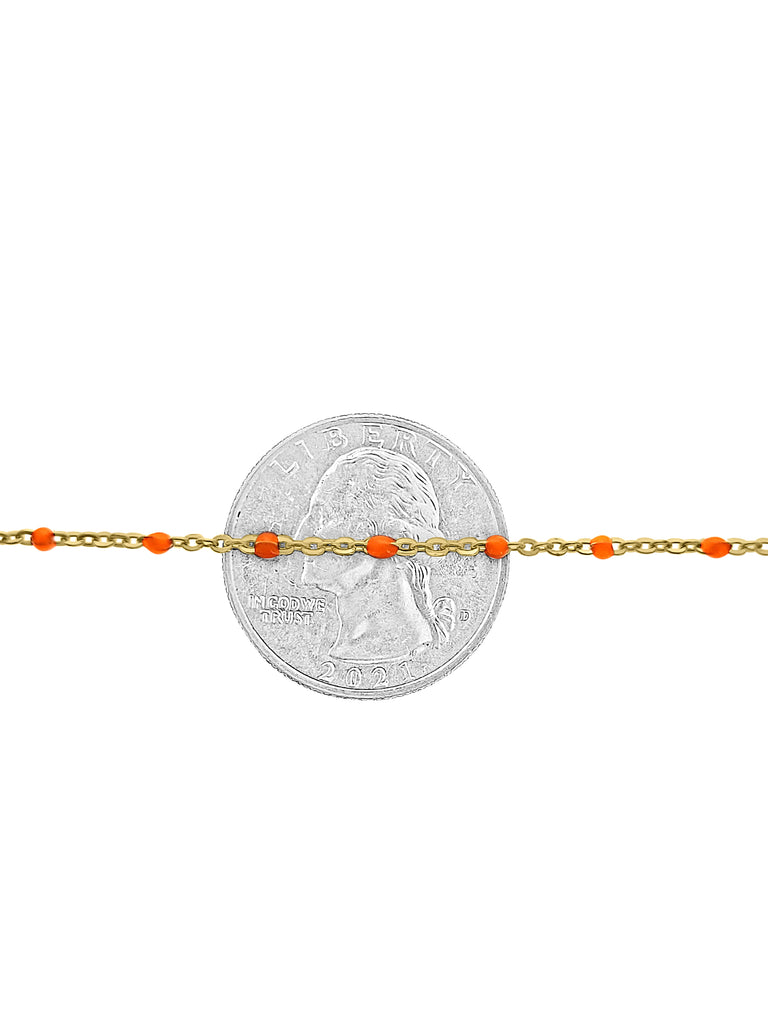 14kt GF Orange Bead Cable Chain