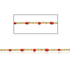 14kt GF Red Bead Cable Chain