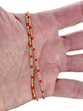 14kt GF Red Bead Cable Chain
