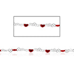 Red and Silver Filigree Heart Chain