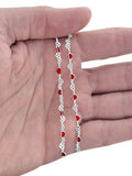 Red and Silver Filigree Heart Chain