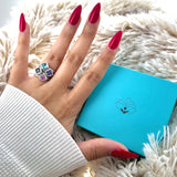Dainty Aqua Cable Ring