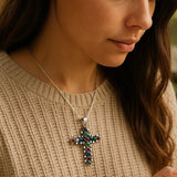 Multicolor Beaded Cross Pendant