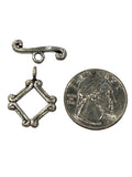 Sterling Silver Oxidized Diamond Toggle 19mm