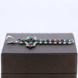 Multicolor Beaded Cross Pendant