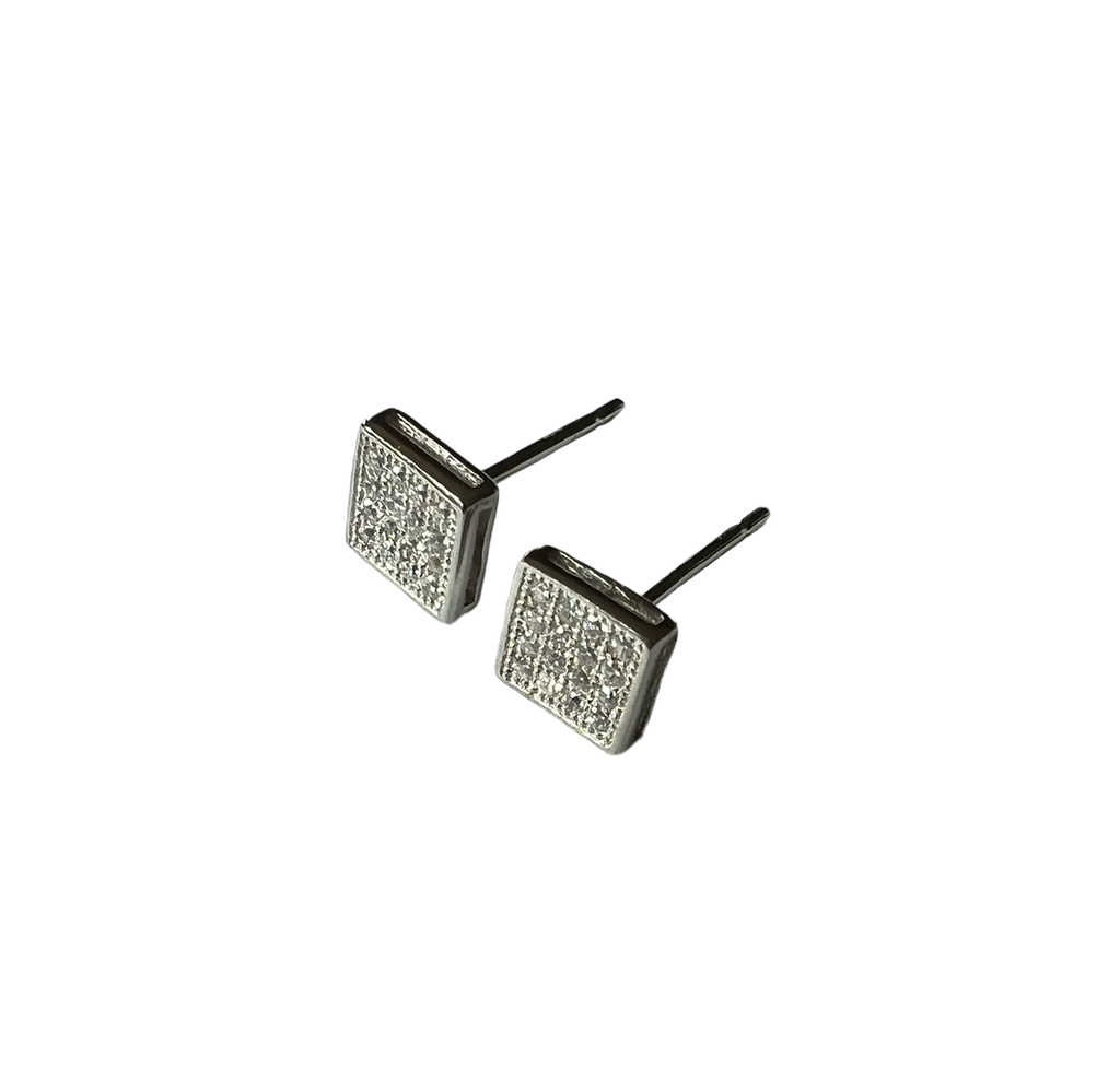 Square Pave CZ Studs
