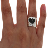 Vintage Hammered Heart Outline Ring