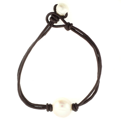 Single Pearl Leather Bracelet