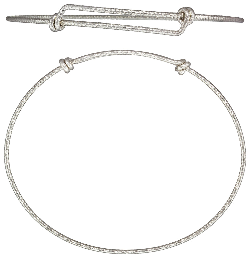 Sterling Silver Sparkle Wire Adjustable Bangle