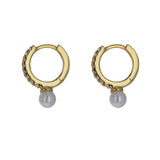 Pave CZ and Pearl Hoop