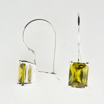 Floating Rectangle Olive CZ Earrings 6mm