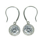 Circle CZ with Pave detail Dangle Earrings