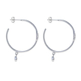 Designer Link and CZ Drop Hoops