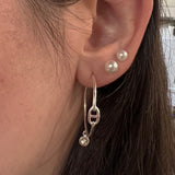 Designer Link and CZ Drop Hoops