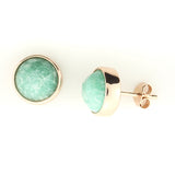 9mm Natural Stone Rose Gold Earrings