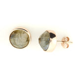 9mm Natural Stone Rose Gold Earrings