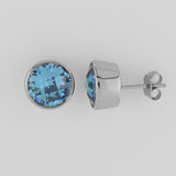 9mm Natural Stone Silver Earrings