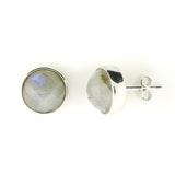 9mm Natural Stone Silver Earrings