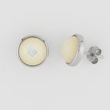 9mm Natural Stone Silver Earrings