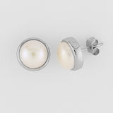 9mm Natural Stone Silver Earrings