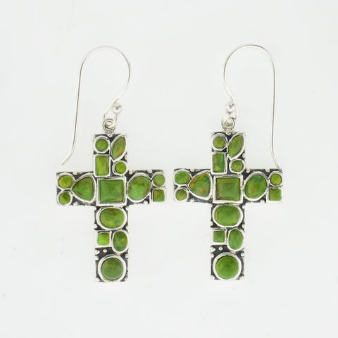 Lime Navajo Cross Earrings