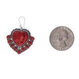 Sterling Red Coral Heart Earrings