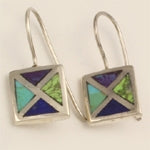 Small Square Stained Glass Multi Color Earrings