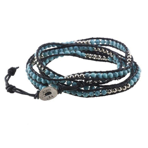 Beads and Turquoise Wrap Bracelet