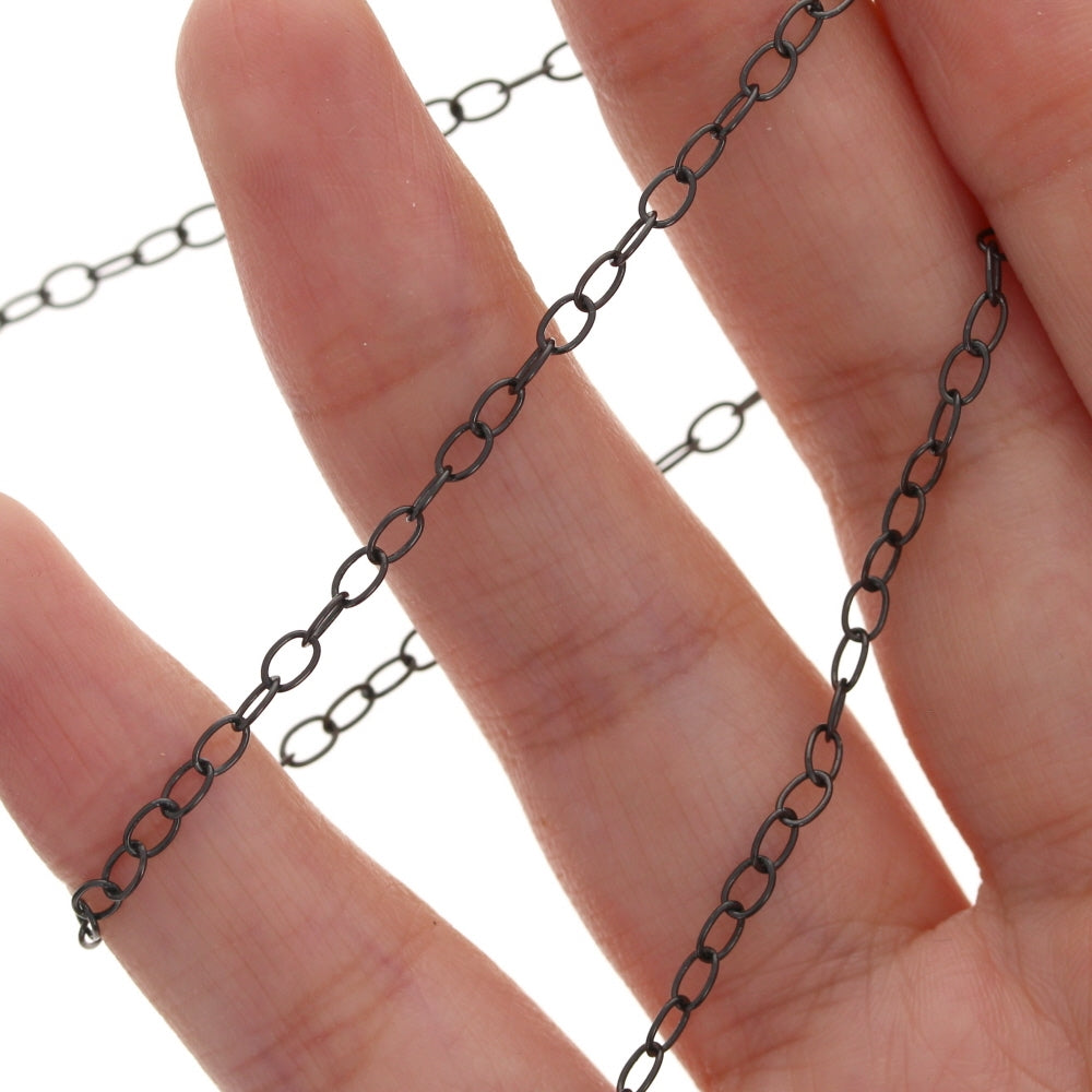 4mm Gun Plated Plated Oval Link Chain