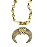 Stone Crescent Moon Necklace