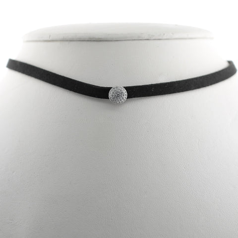 Pave Round Suede Choker