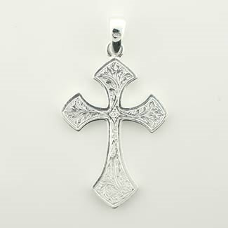Delicate Etched Sterling Cross Pendant