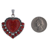 Sterling Red Coral Heart Pendant