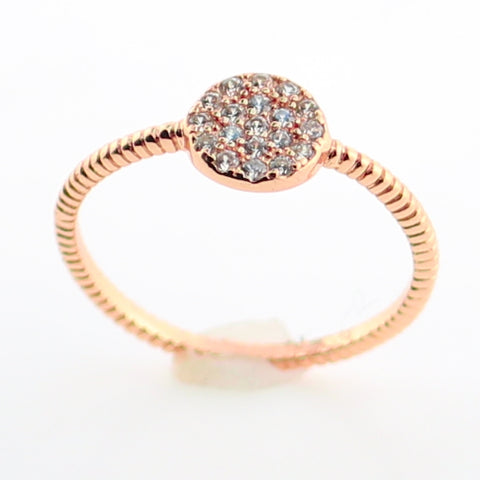 Rose Gold Brilliance Pave Cubic Zirconia Disc Ring