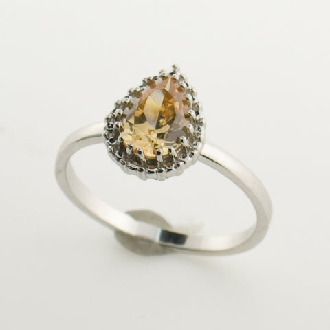 Champagne CZ Pear Shaped Ring