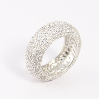 Glitz Pave CZ and Sterling Silver Band Ring
