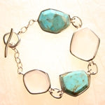 Genuine Turquoise and Quartz Stone Bracelet