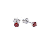 Sterling Silver 4MM Round CZ Stud Earring Garnet (January)