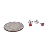 Sterling Silver 4MM Round CZ Stud Earring Garnet (January)