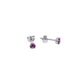 SS 4mm Round Ruby CZ Studs