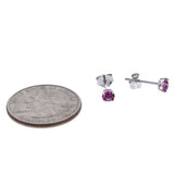SS 4mm Round Ruby CZ Studs