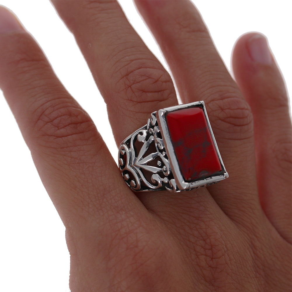 Large Red Stone Ring For Men