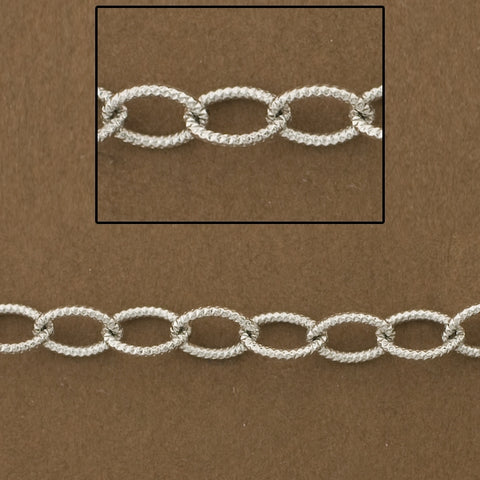 Sterling Silver Twisted Pattern Link Chain 5mmx7mm