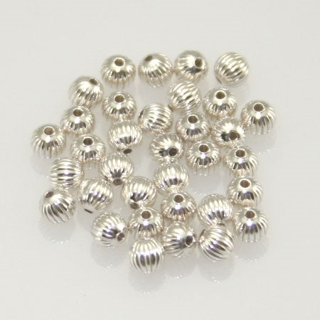 4mm Sterling Silver Fluted Beads