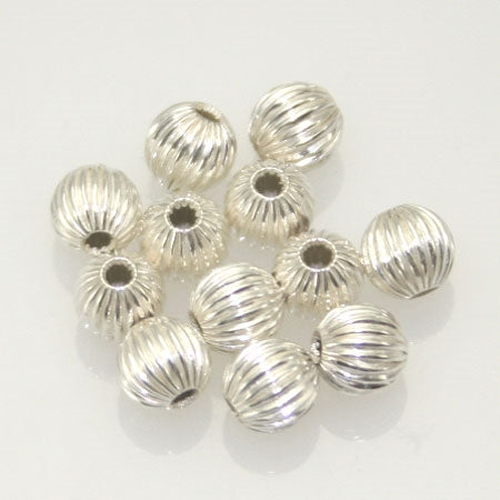 6mm Sterling Silver Fluted Beads