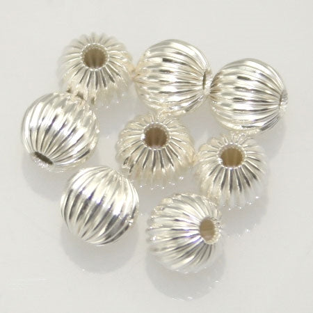 7mm Sterling Silver Fluted Beads